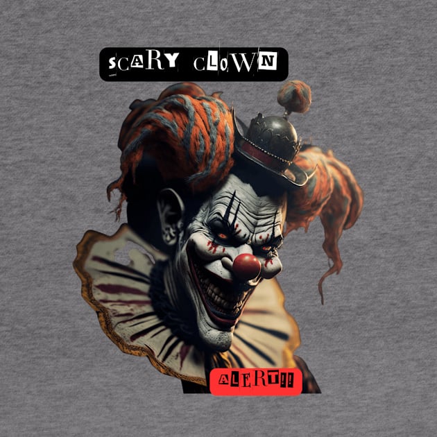 Scary Clown Alert Unisex t-shirt, unique design, limited edition, clown t-shirts, t-shirts with clowns, dark fashion, horror apparel, edgy by Clinsh Online 